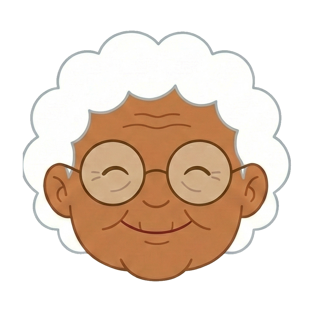 Lola, a friendly Filipino grandmother character with glasses